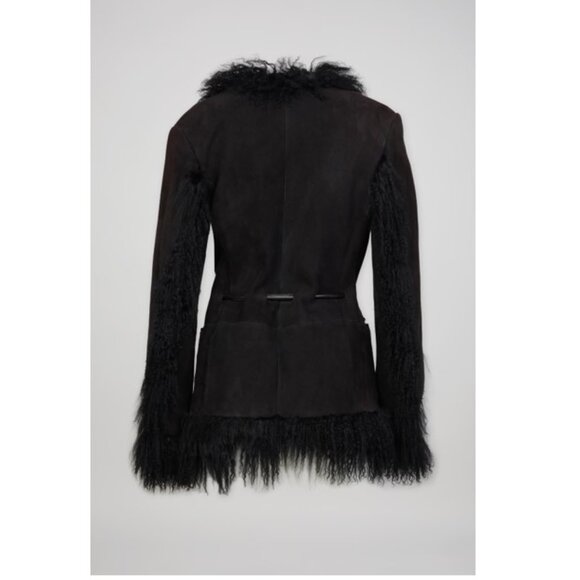 Gucci Tom Ford Era F/W 1999 Black Suede and Shearling Coat 90s Y2K Vintage - Picture 4 of 16